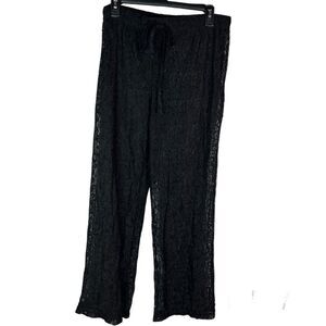 O’Rageous Straight Leg Waist Tie Black Lace See Threw Women Sz XL